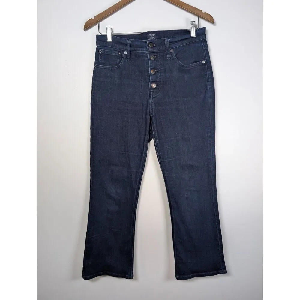 J. Crew High-Rise Flare Crop Jeans Signature Stretch Denim Size 27